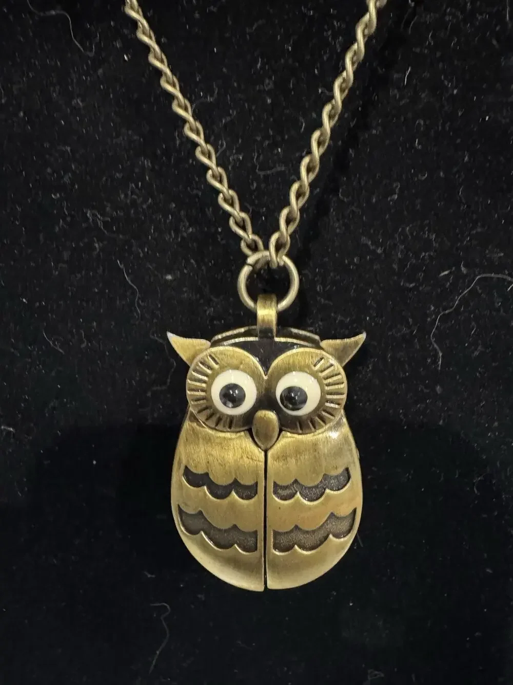 Vintage Brass Style Owl Watch Necklace Steampunk